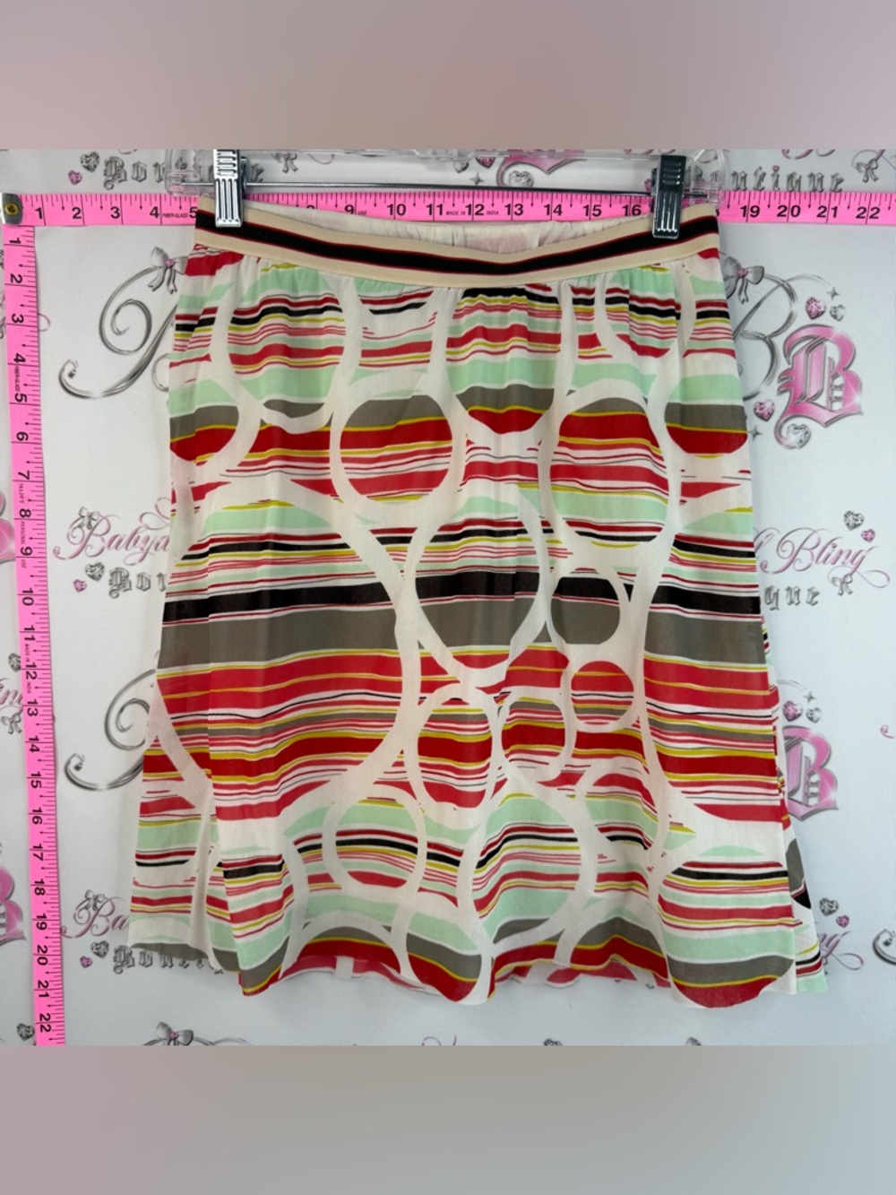 Munchacha Multicoloured Versatile Striped & Circle Print A-Line Skirt Flowy